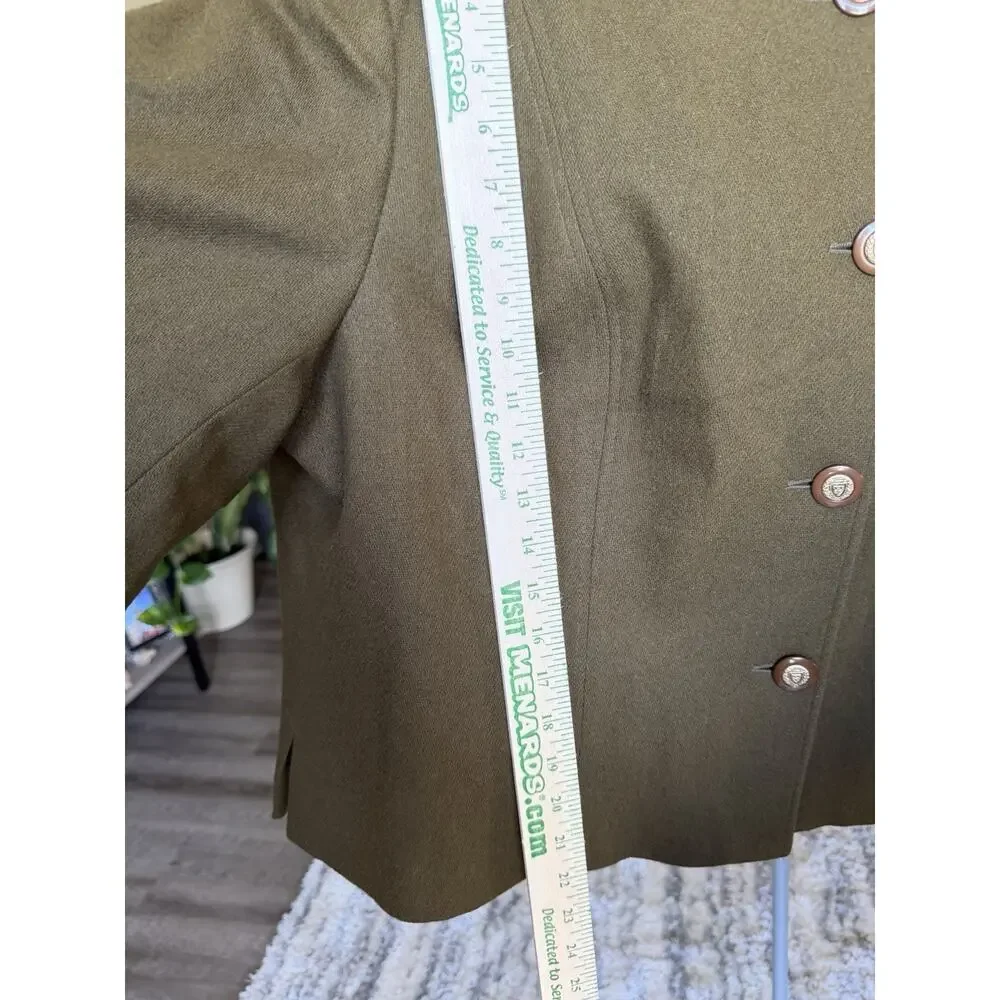 Vintage Worthington 22W 100% Wool Cropped Jacket Blazer Crest Buttons #1070